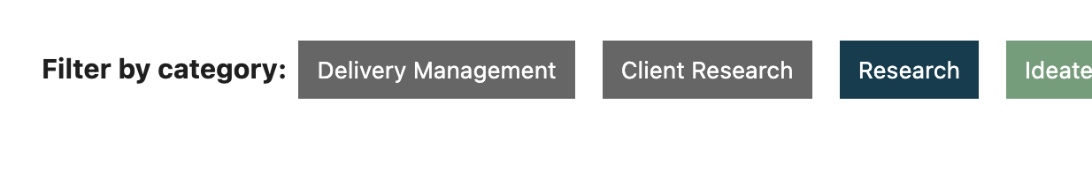 Screenshot of what we want: The labels should be more human readable, "Delivery Management", "Client Research"